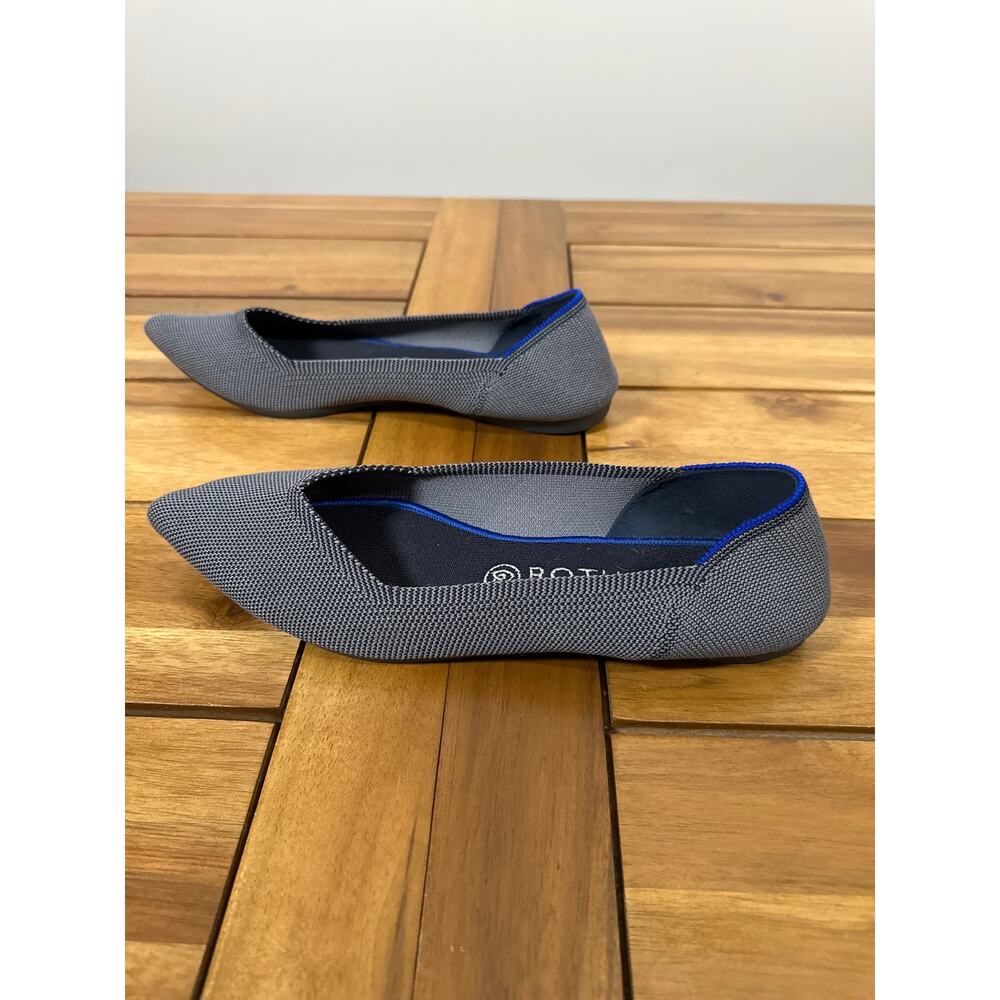 Rothy’s The Point Flats Women’s 10.5 Gray Blue Trim Washable Knit - Picture 3 of 8